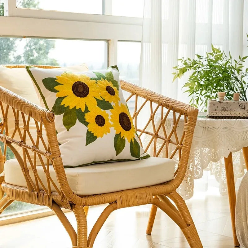 Embroidered Sunflower Cushion – Product view 4