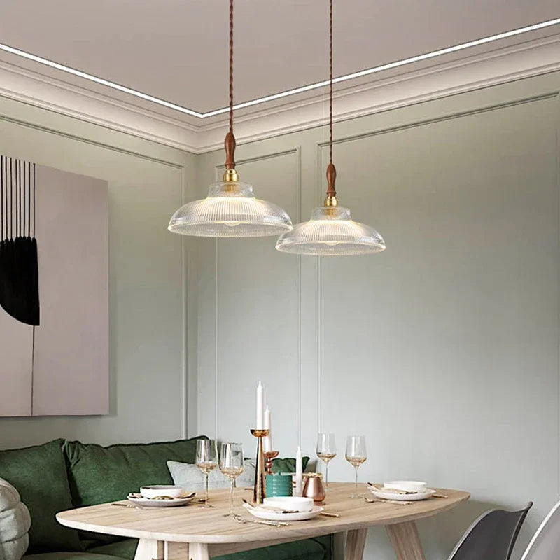 Glass & Wood Pendant Light – Product view 2