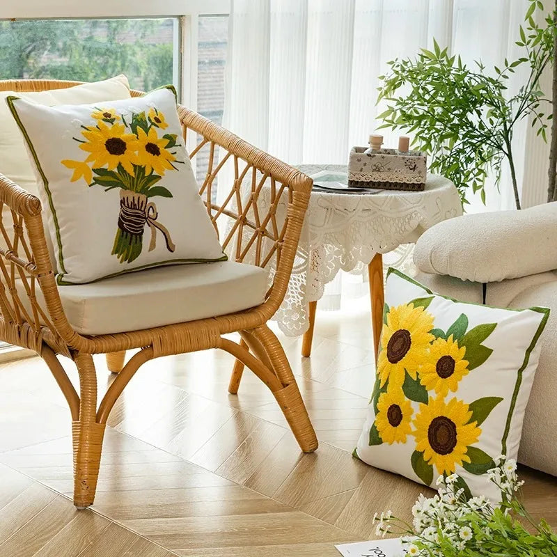 Embroidered Sunflower Cushion – Product view 3