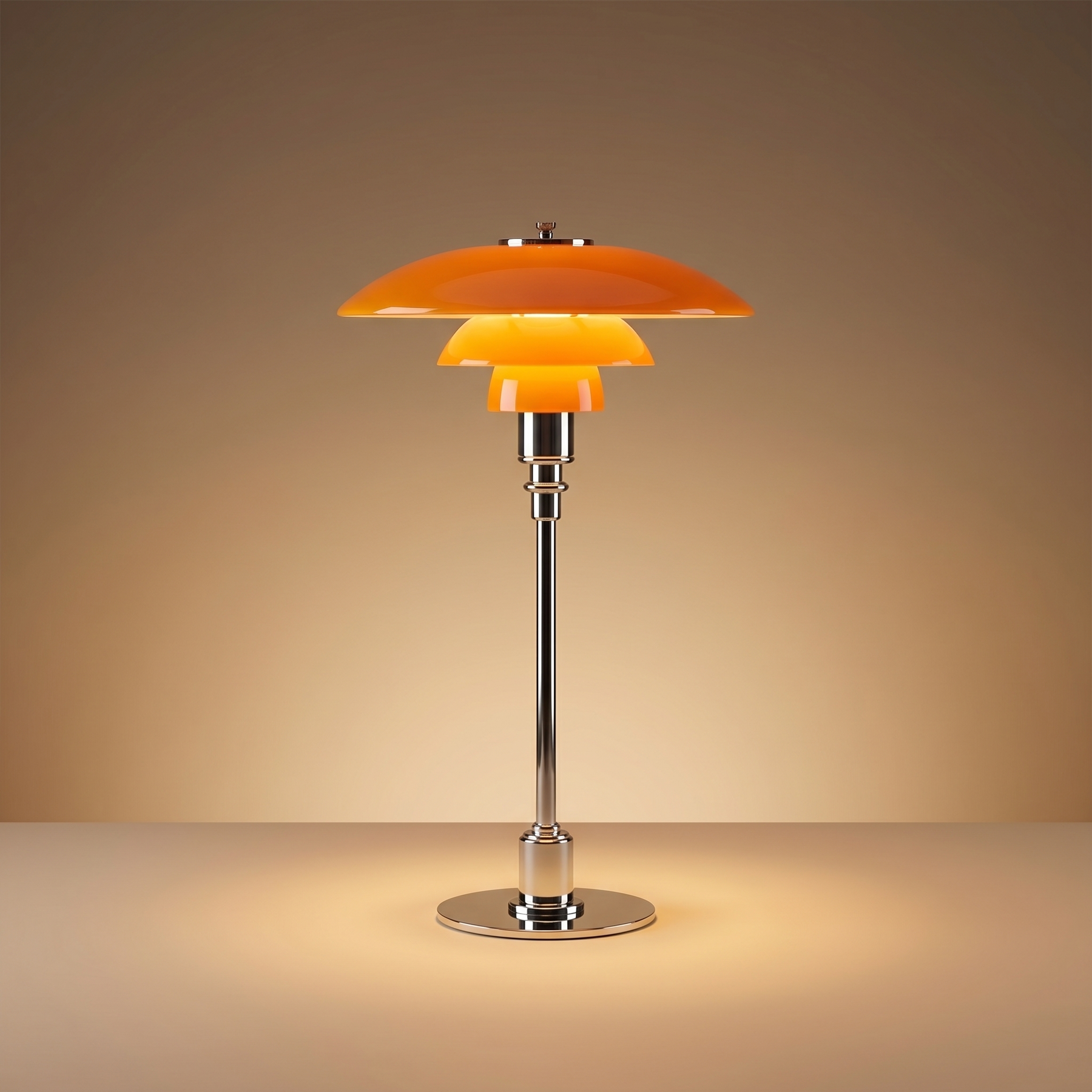 Danish Glass Table Lamp – Danish Glass Table Lamp – Amber and Silver