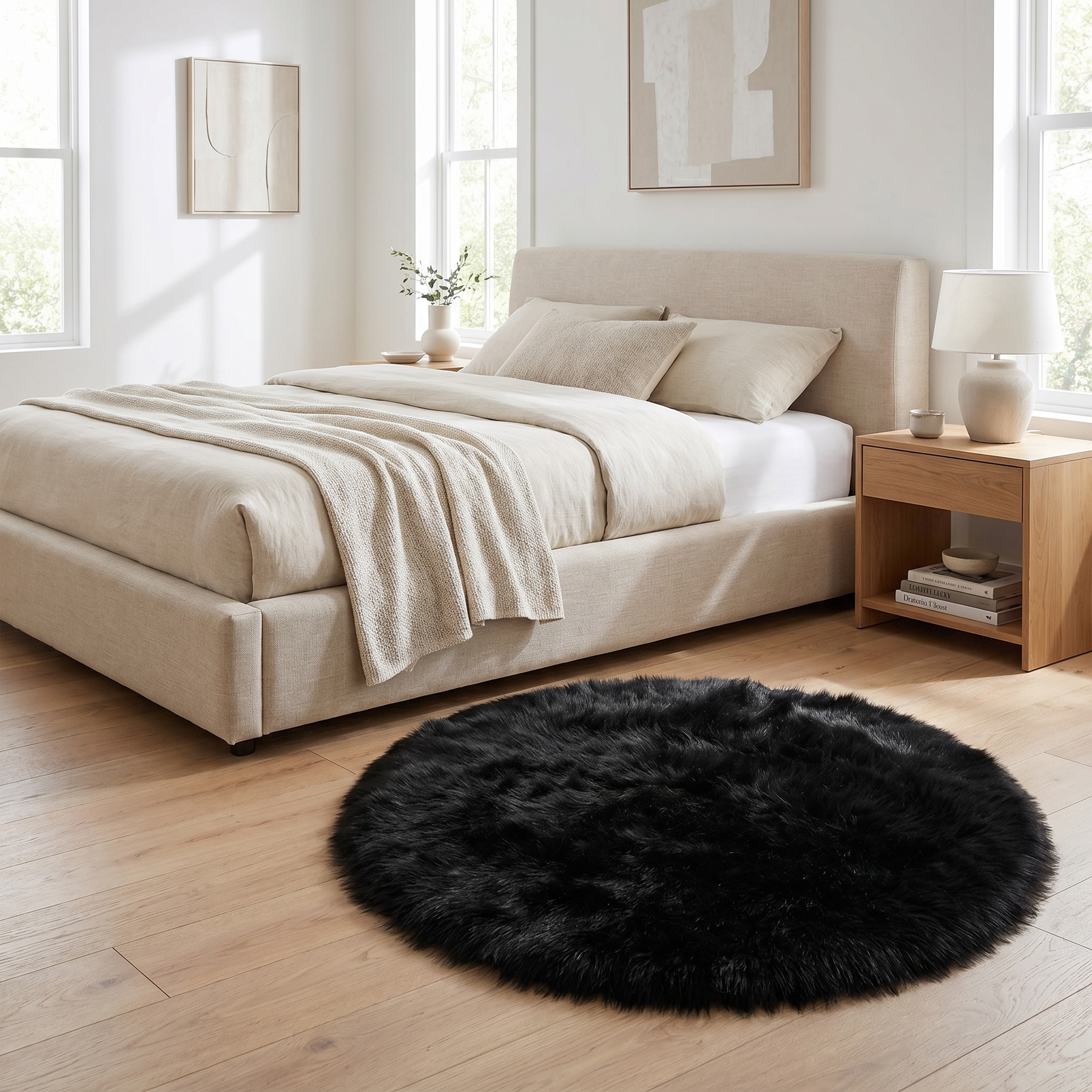 Round Plush Area Rug – Round Plush Area Rug – Onyx / Ø60 cm