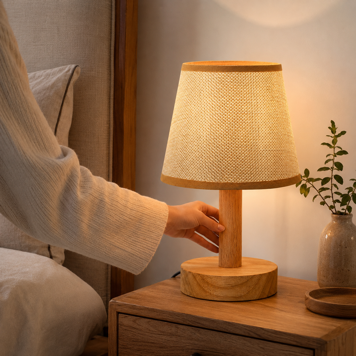Bamboo & Linen Table Lamp - Styled Room Scene
