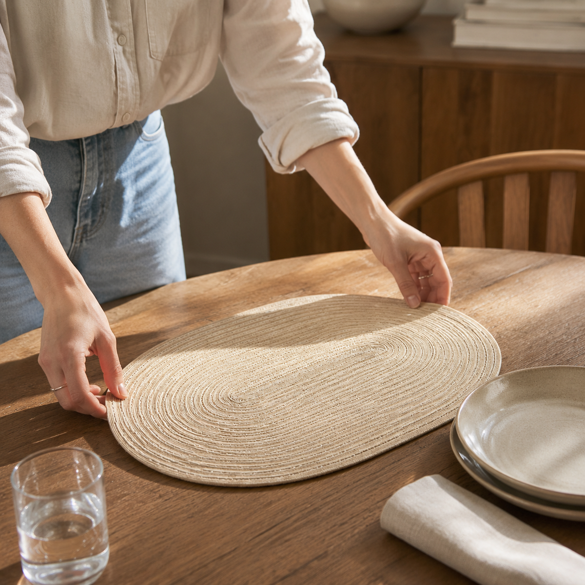 Textured Woven Placemat - Styled Room Scene