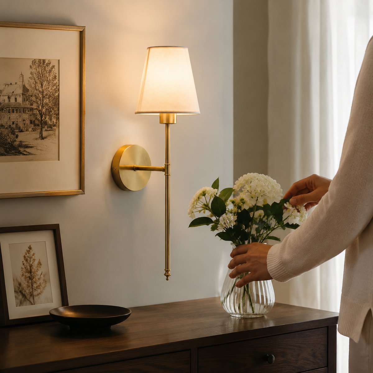 Fabric Shade Table Lamp - Styled Room Scene