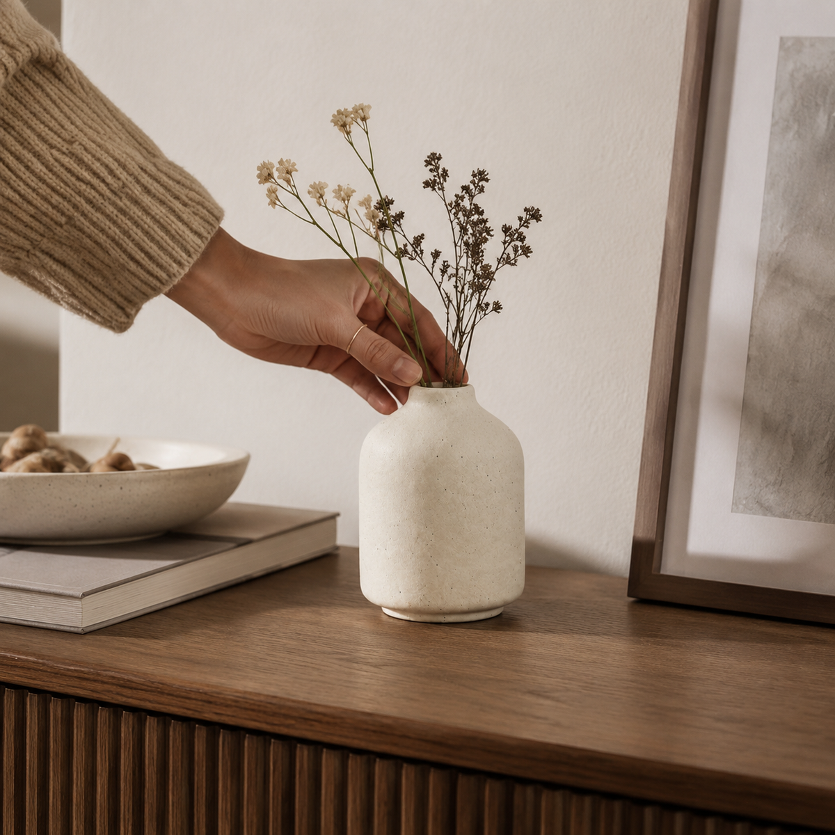 Speckled Ceramic Vase - Styled Room Scene