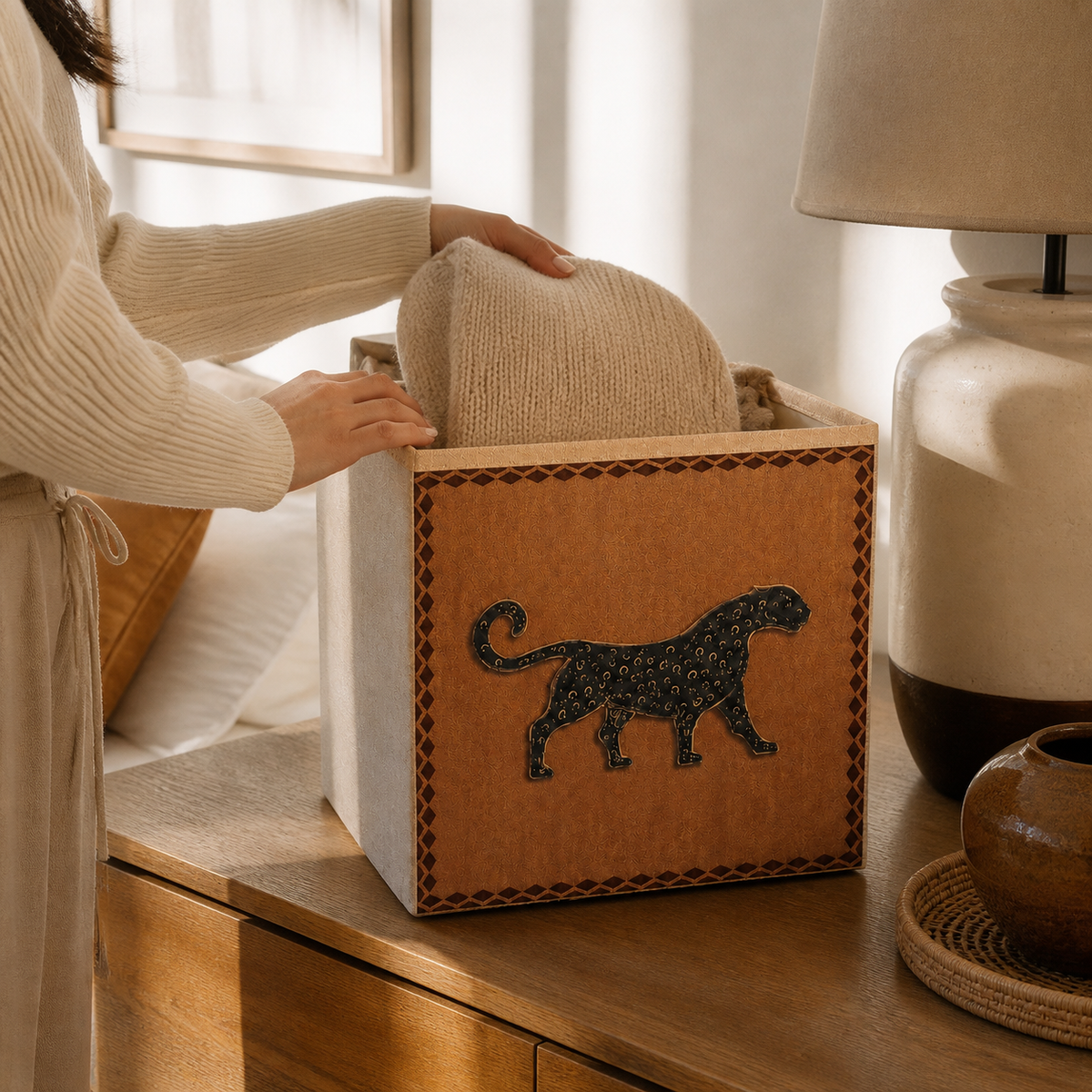 Printed Storage Basket - Styled Room Scene