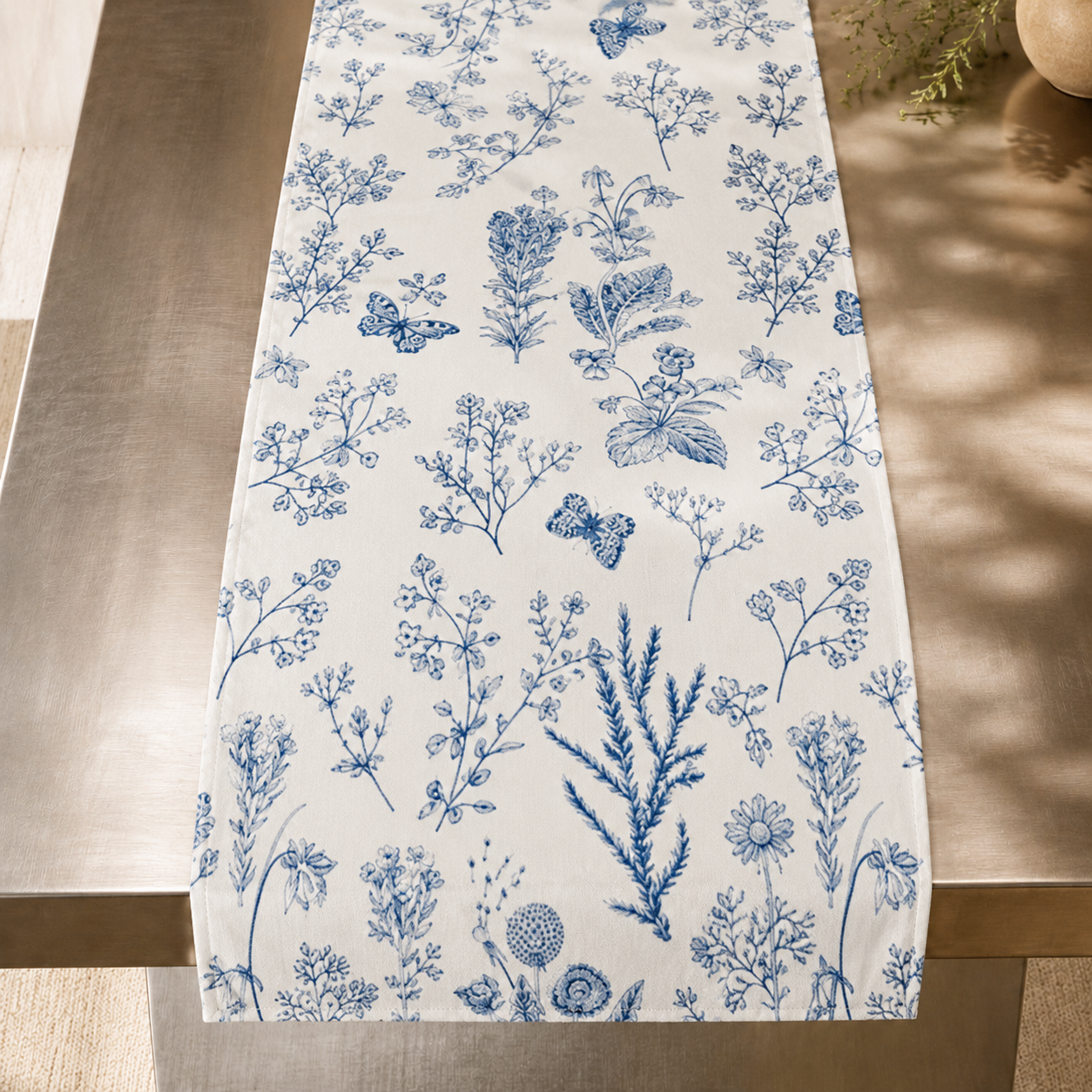 Botanical Table Runner - Blue Botanical Floral
