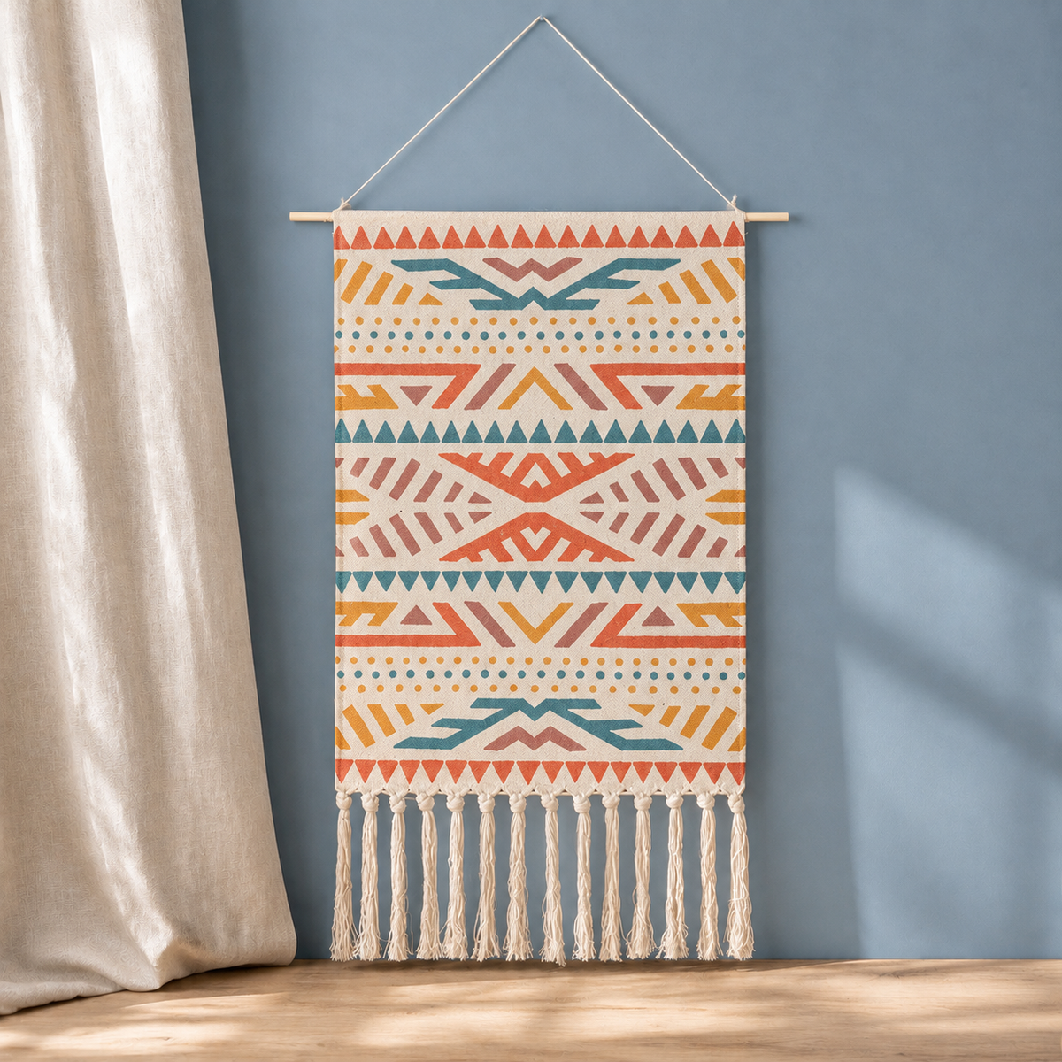 Geometric Wall Hanging - Coral Teal Geometric