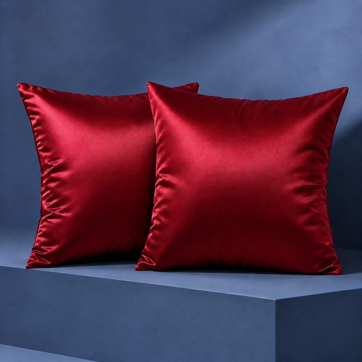 Satin Cushion Covers - Deep Red