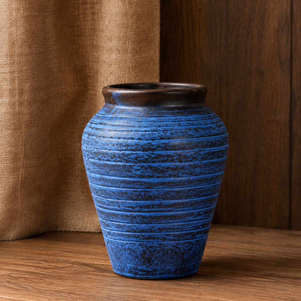 Verdigris Decorative Vase - Distressed Blue