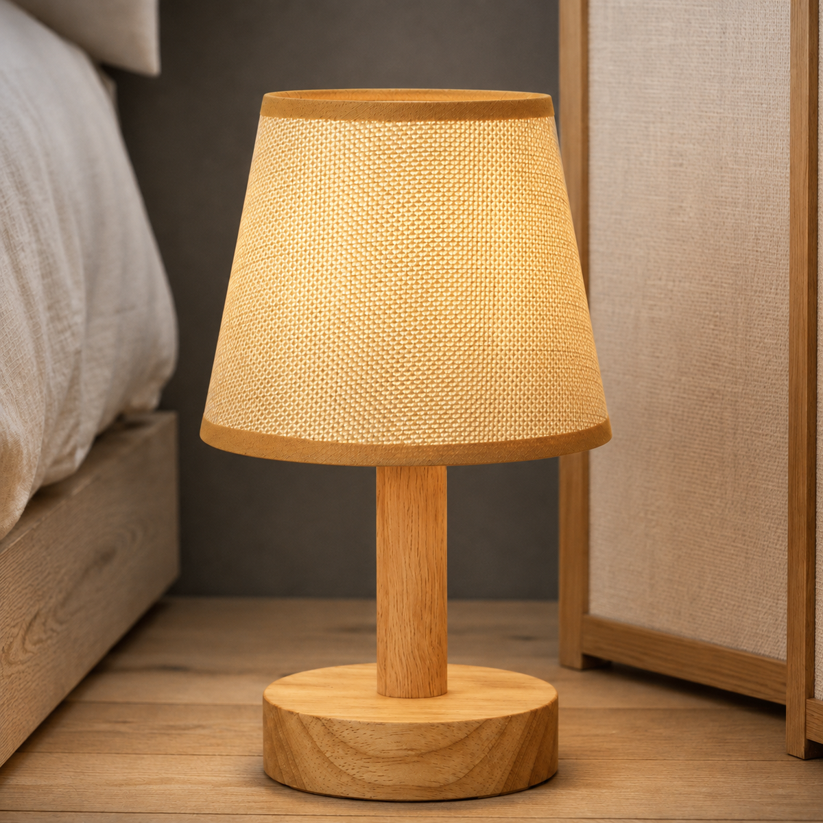 Bamboo & Linen Table Lamp - Natural Jute