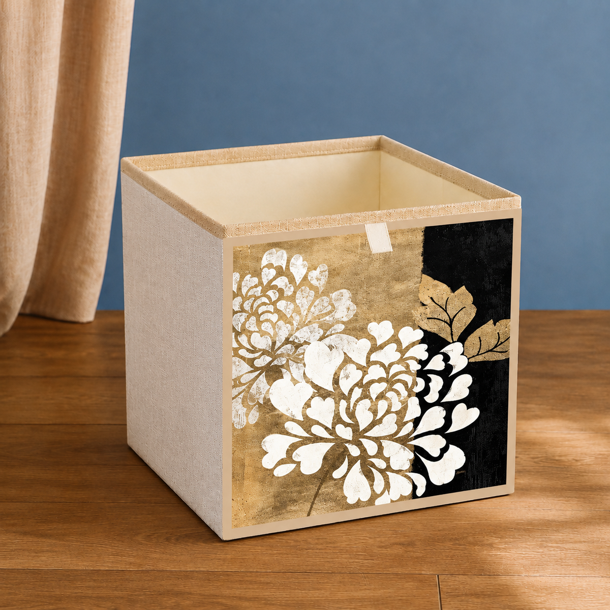 Printed Storage Basket - Black Gold Floral