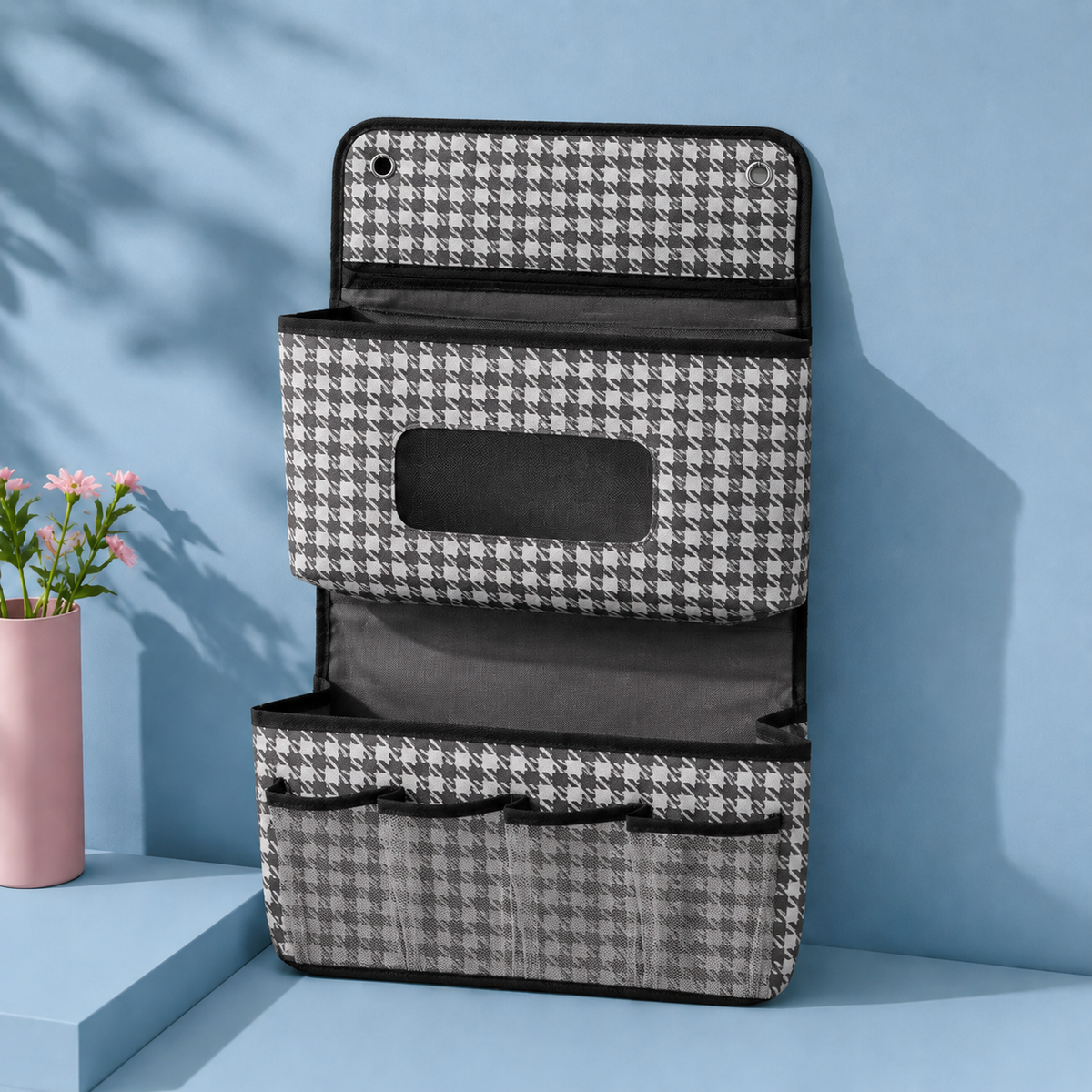 Tiered Fabric Wall Organiser - Houndstooth