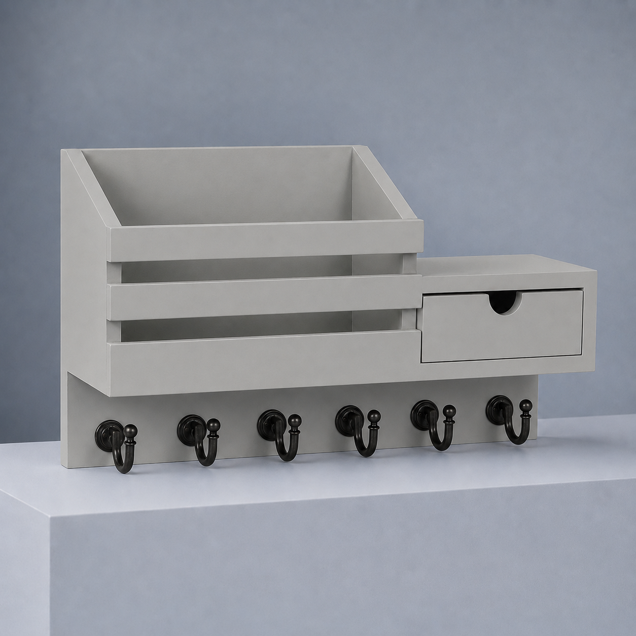Wooden Wall Key Organiser - Gray