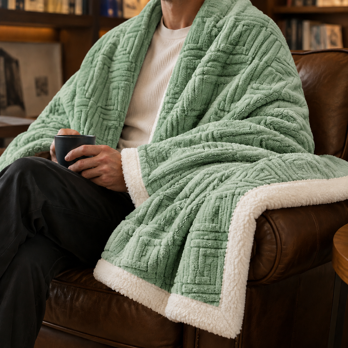 Jacquard Throw Blanket - Aoki Green