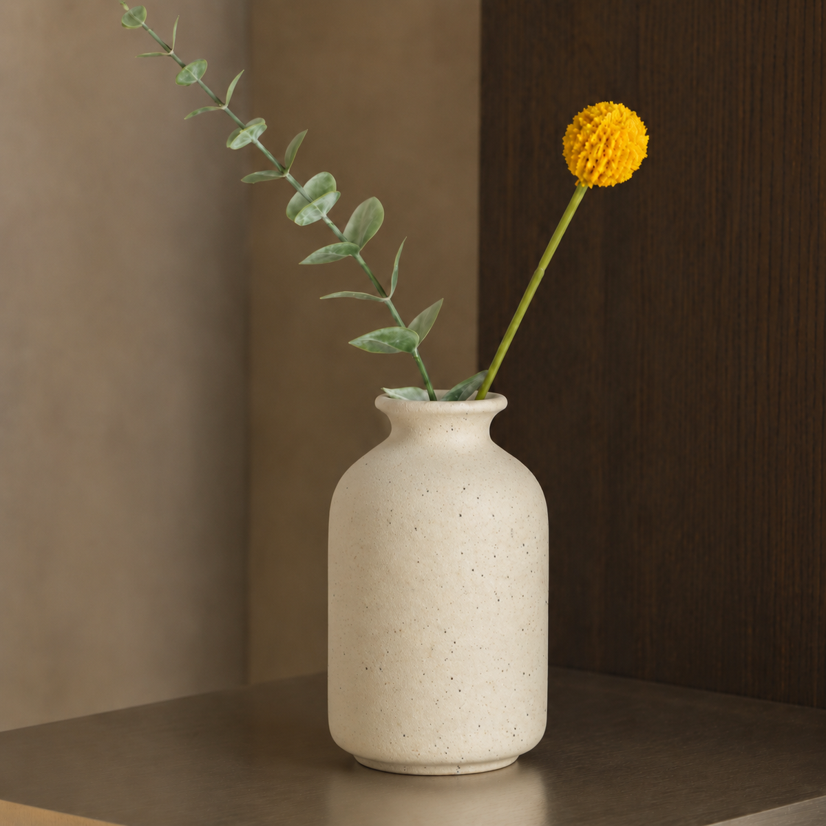 Sculptural Porcelain Vase - Cream Speckled