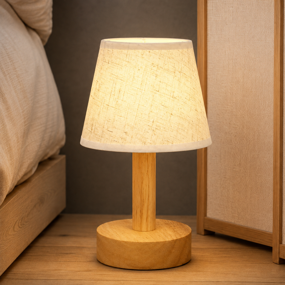 Bamboo & Linen Table Lamp - Ivory Linen