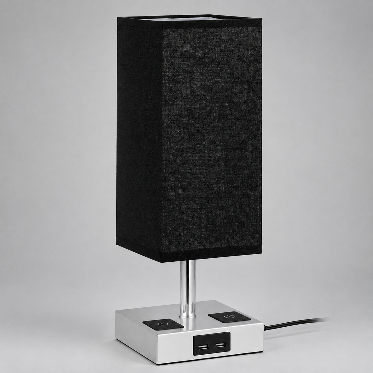 Linen Shade Table Lamp - Black
