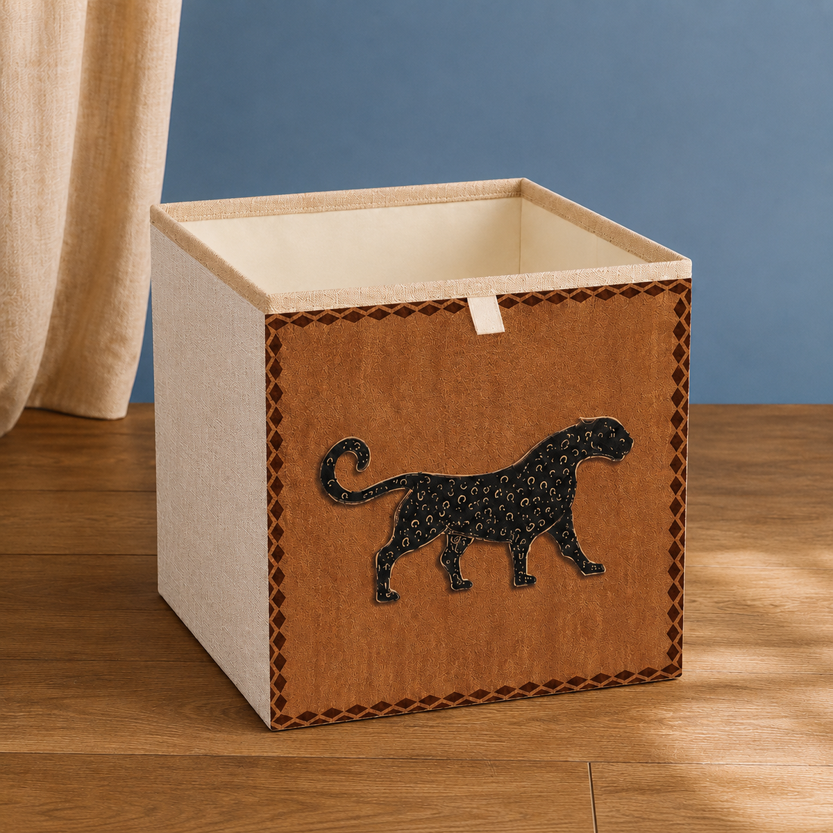 Printed Storage Basket - Tan Leopard
