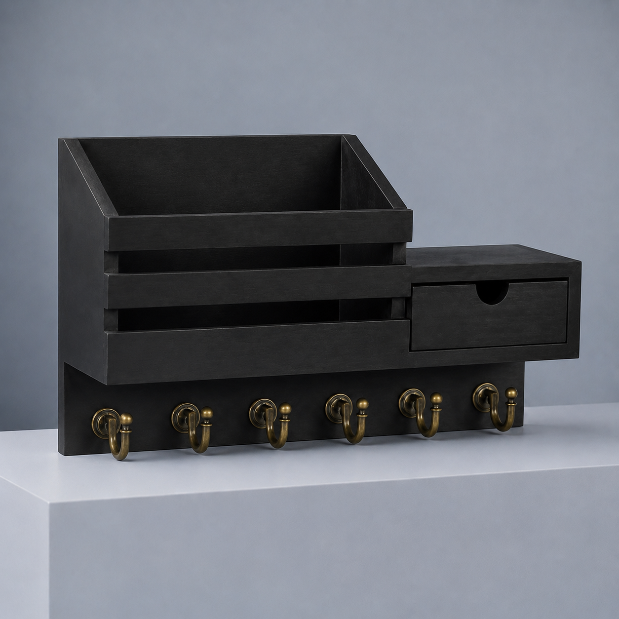 Wooden Wall Key Organiser - Black