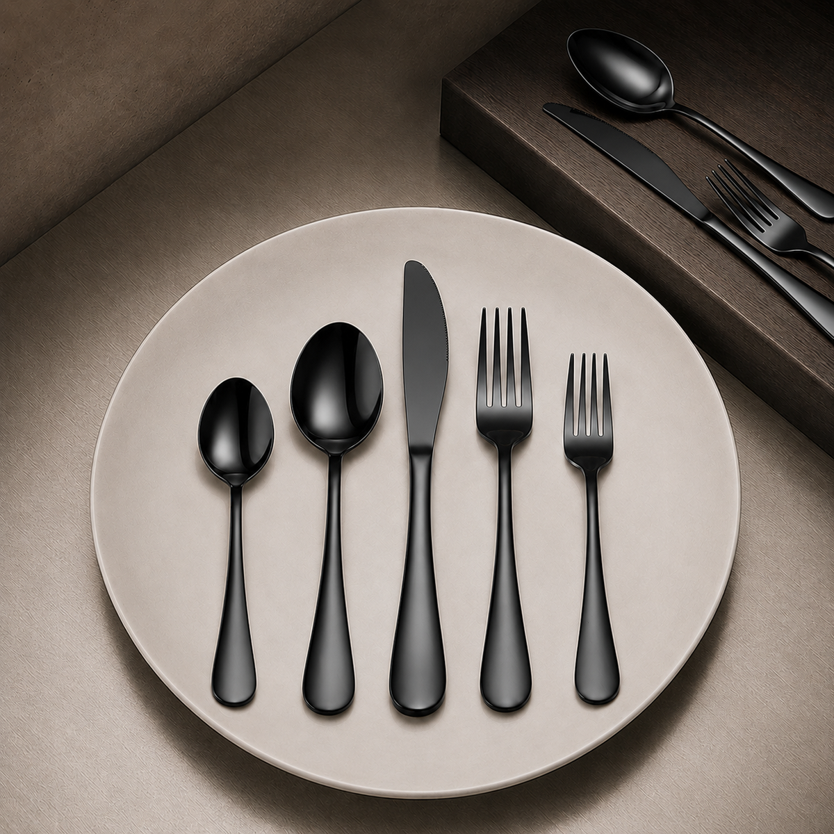 Polished Flatware Set - Black