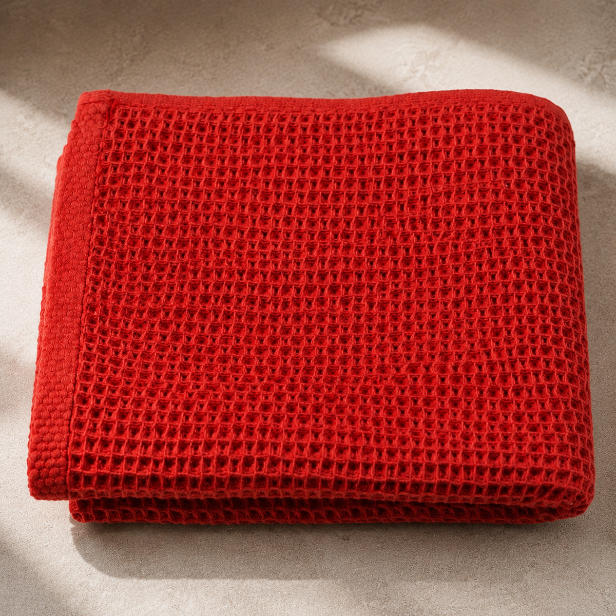 Waffle Weave Towel - Sunset Red