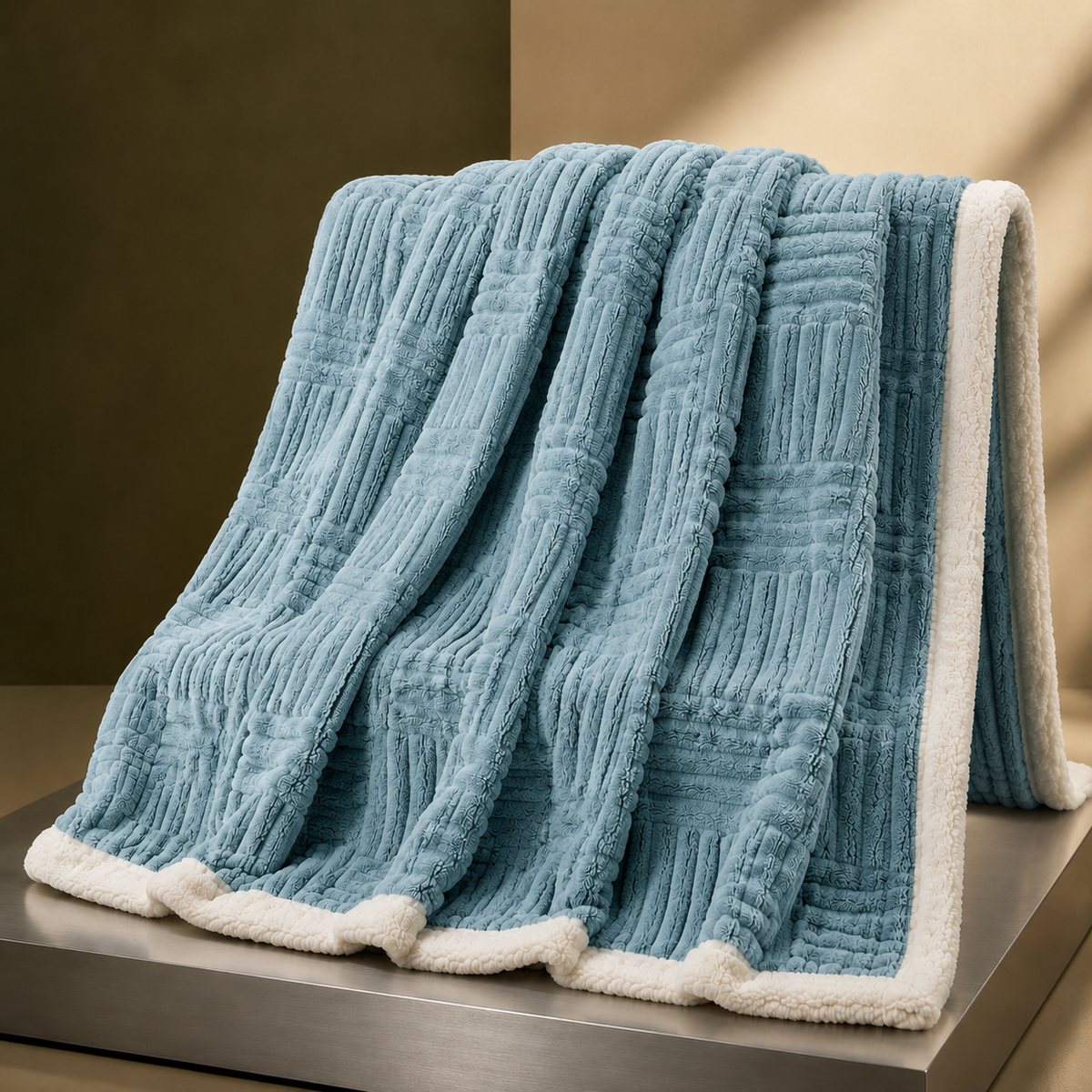 Geometric Jacquard Throw - Peninsula Blue