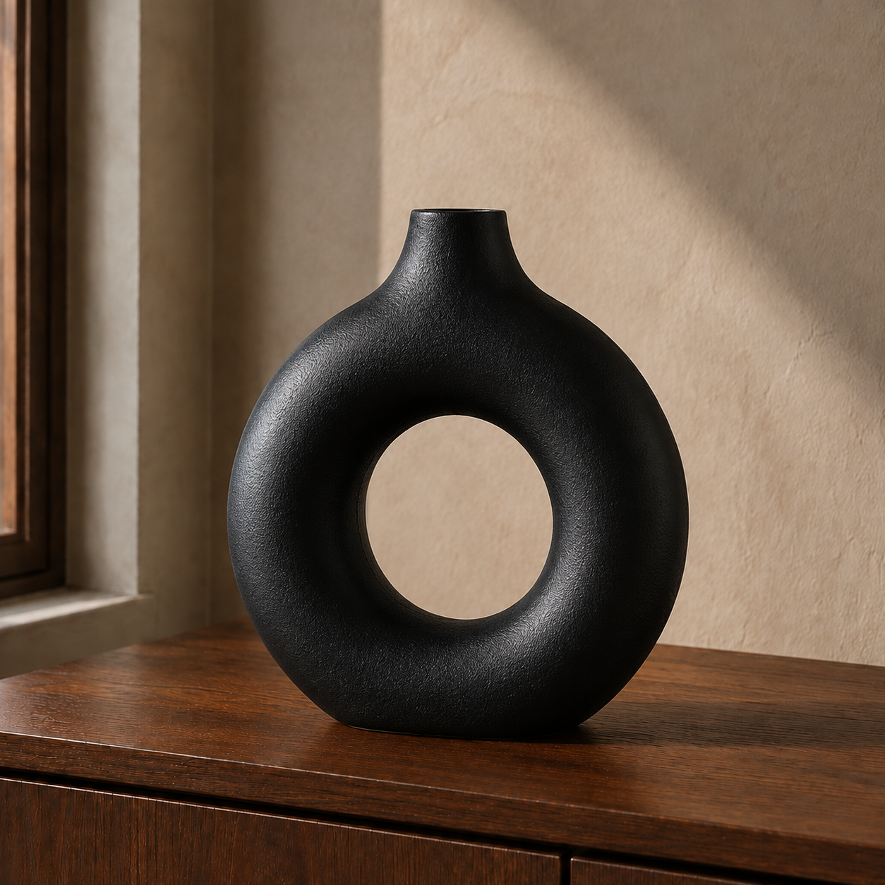 Sculptural Ring Vase - Black