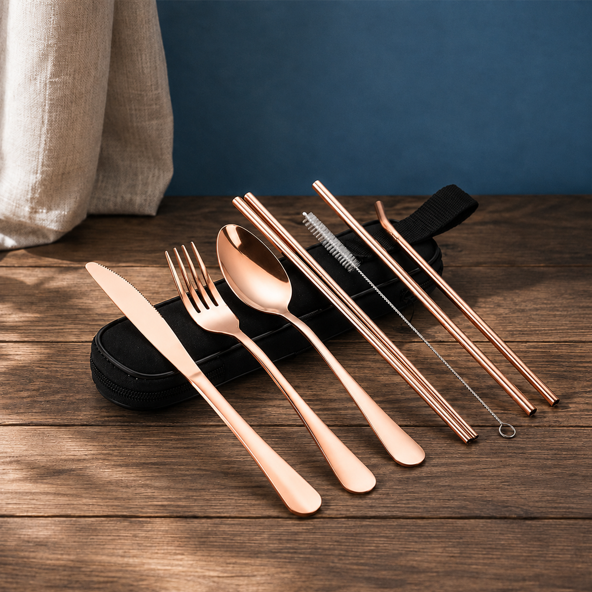 Travel Cutlery Set - Rose Gold