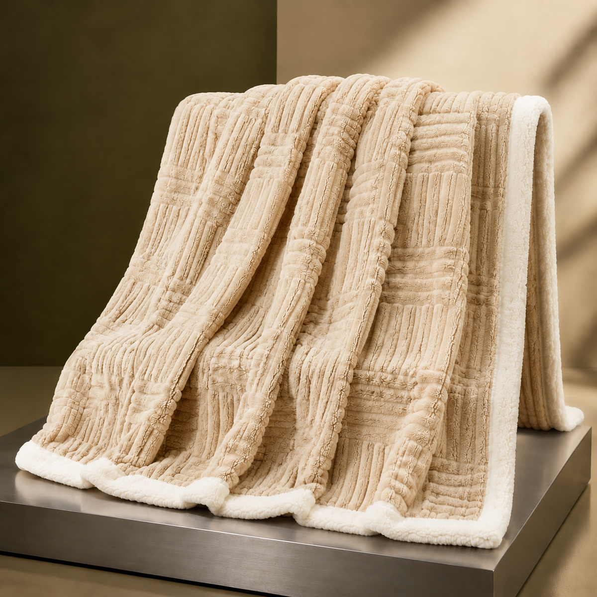Geometric Jacquard Throw - Warm Rice Apricot