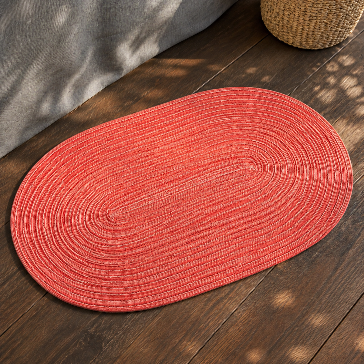 Textured Woven Placemat - Coral Red