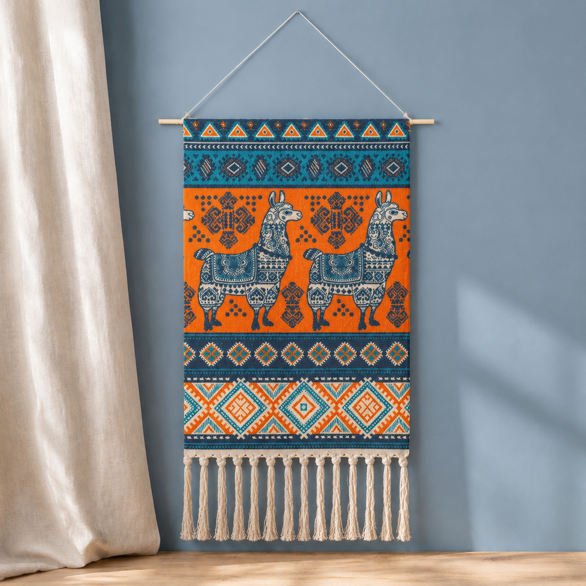 Geometric Wall Hanging - Orange Llama