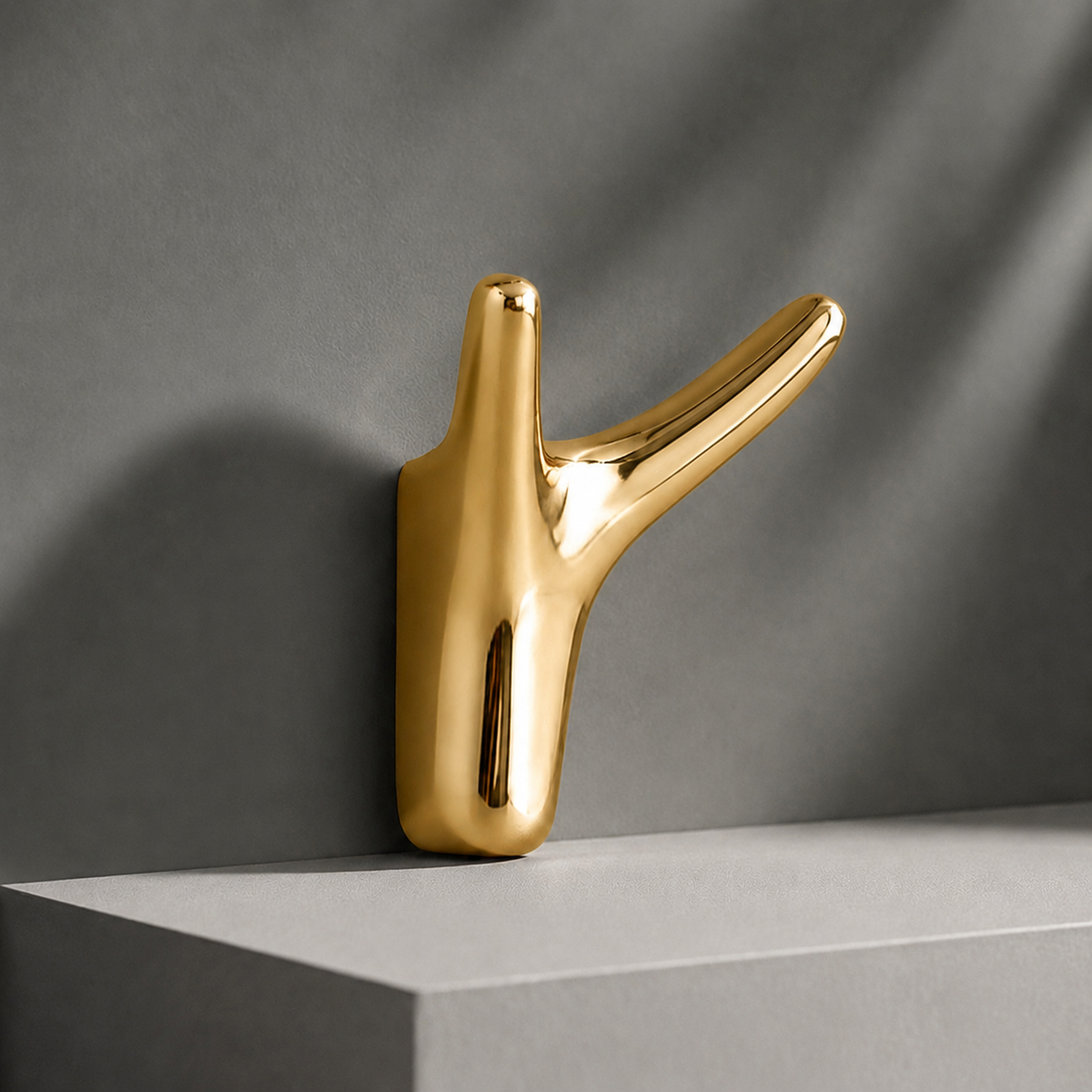 Sculptural Wall Hook - Polished Gold
