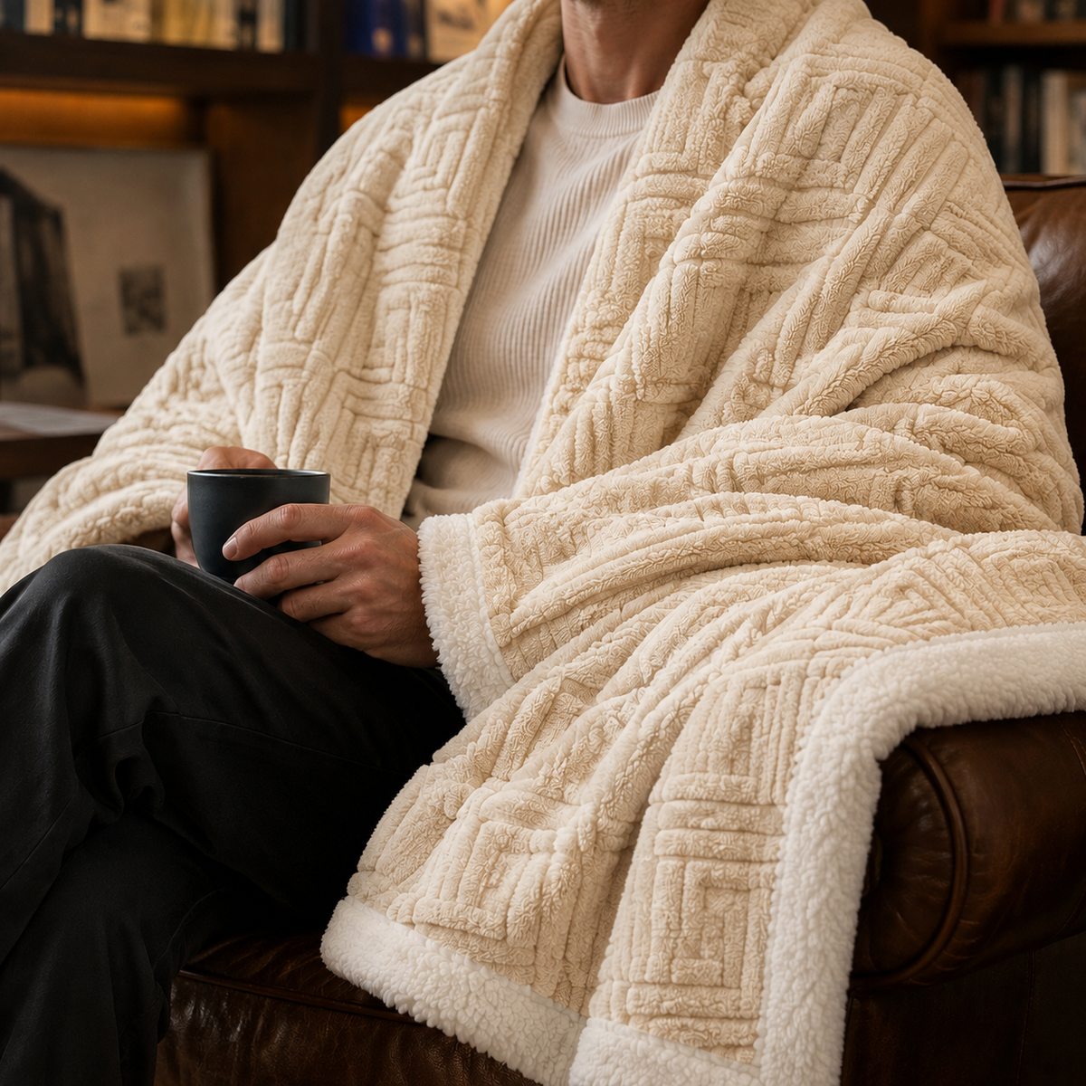 Jacquard Throw Blanket - Warm Rice Apricot
