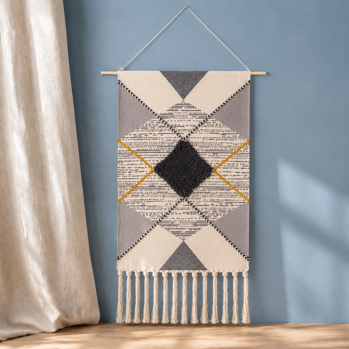 Geometric Wall Hanging - Charcoal Geometric