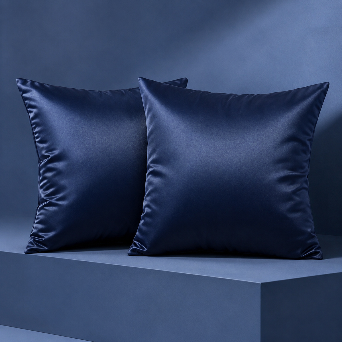 Satin Cushion Covers - Navy Blue
