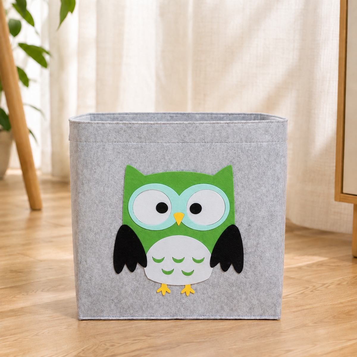 Felt Storage Basket - Green Owl