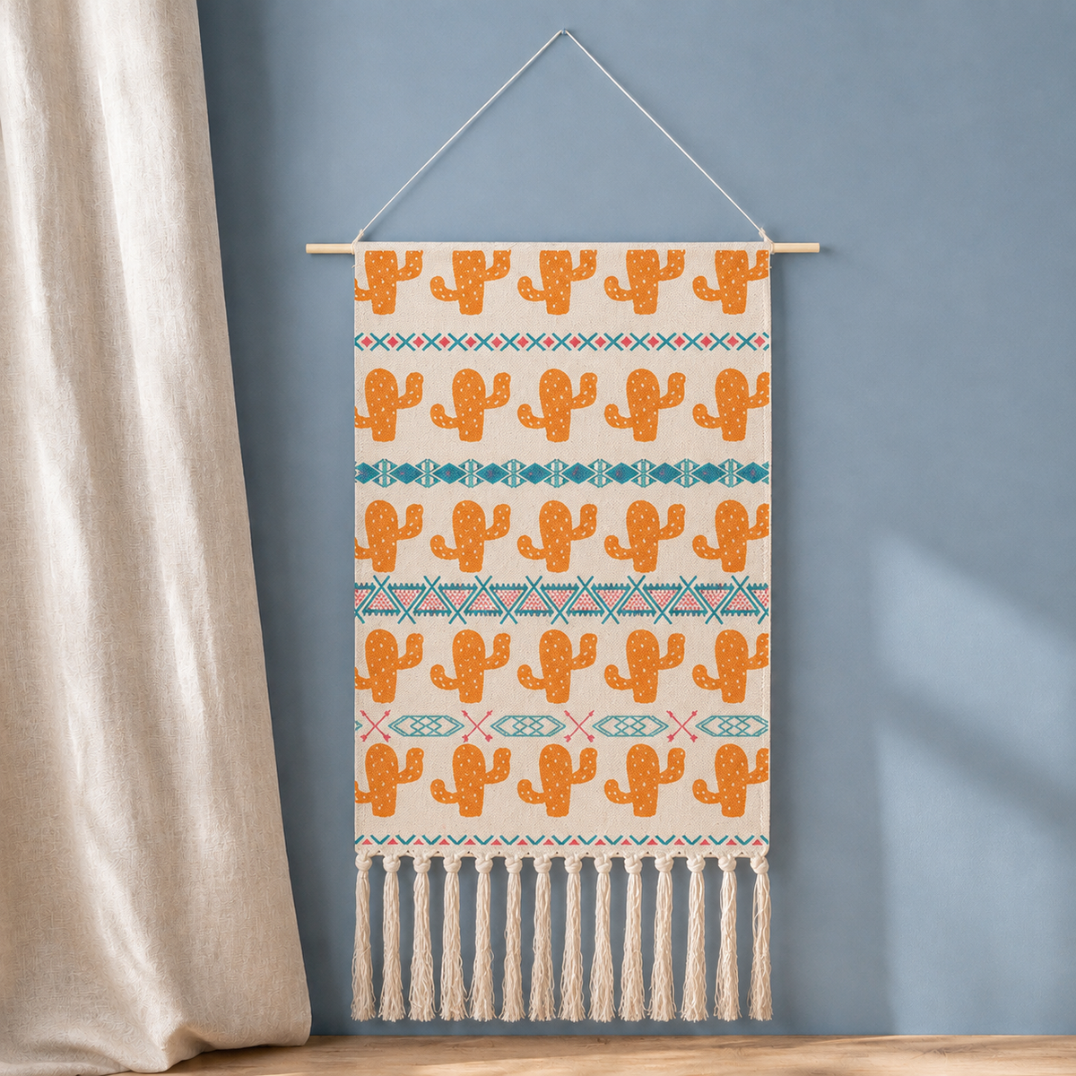 Geometric Wall Hanging - Orange Cactus