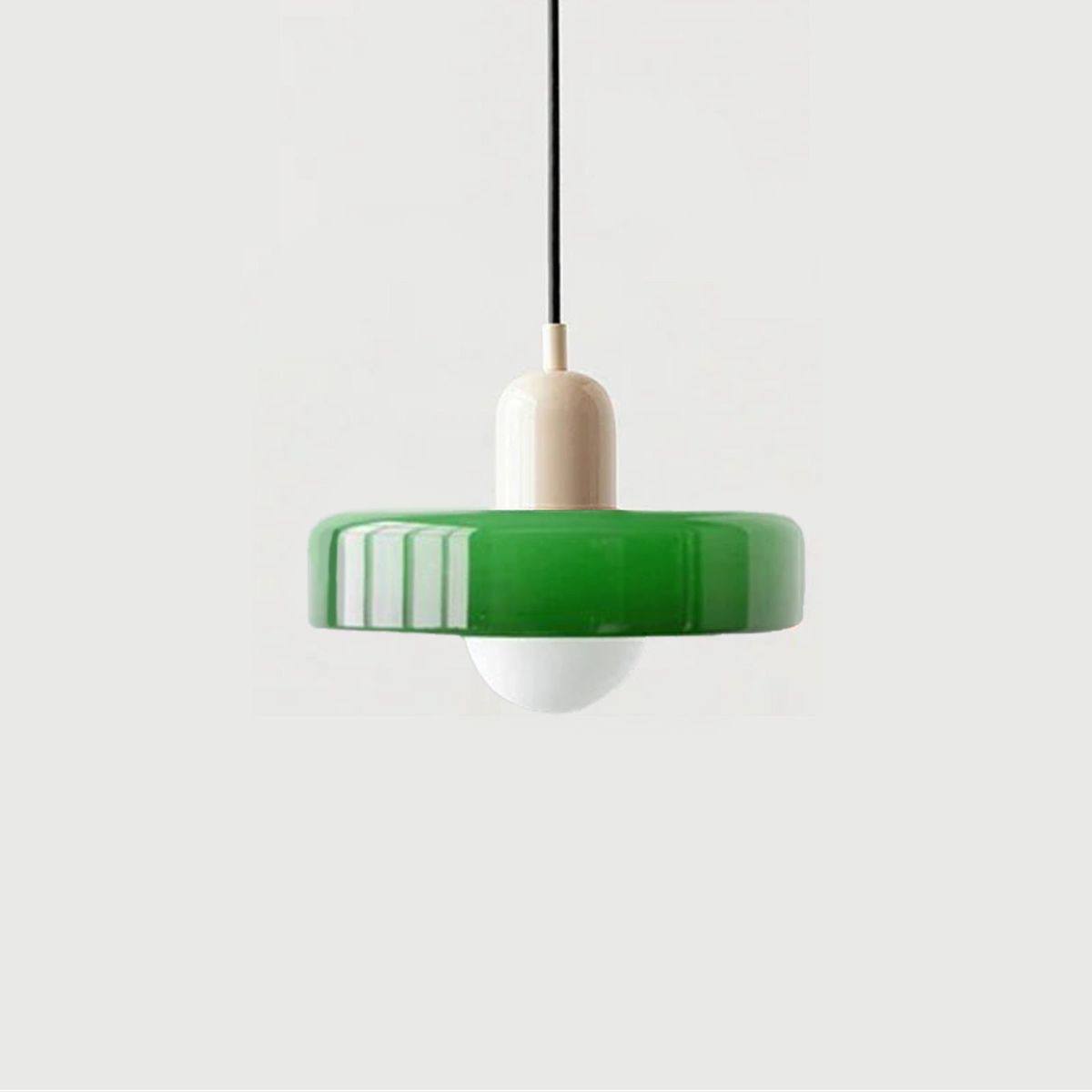 Two-Tone Glass Pendant Light - Green / Beige