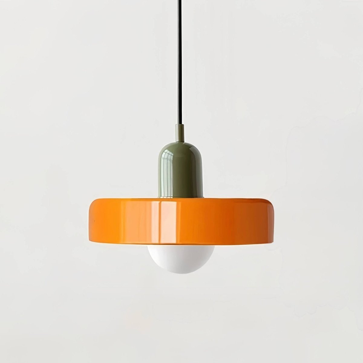 Two-Tone Glass Pendant Light - Orange / Dark Green