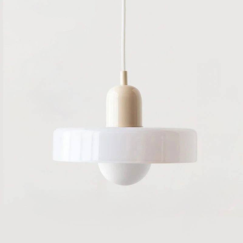 Two-Tone Glass Pendant Light - White / Beige