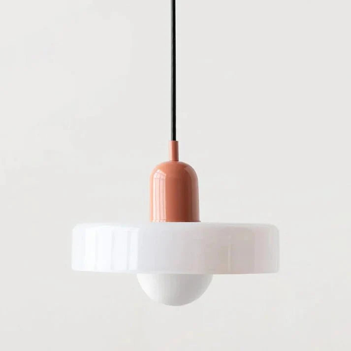 Two-Tone Glass Pendant Light - White / Pink
