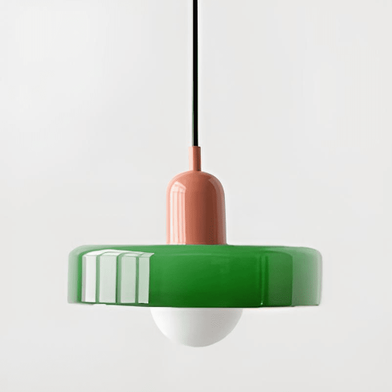 Two-Tone Glass Pendant Light - Green / Pink