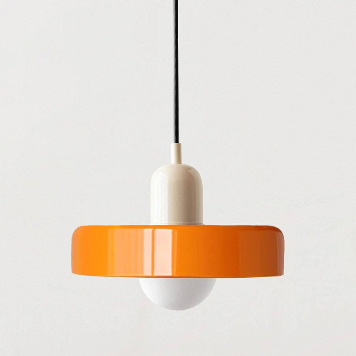 Two-Tone Glass Pendant Light - Orange / Beige